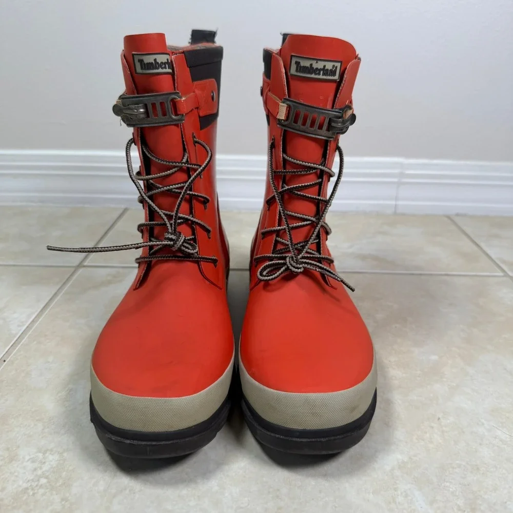 Timberland Rain Boots Womens 9 Orange Smartwool Lined Waterproof 3664R